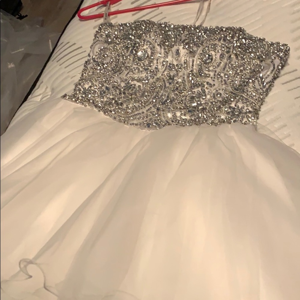 White beaded top cocktail dress
